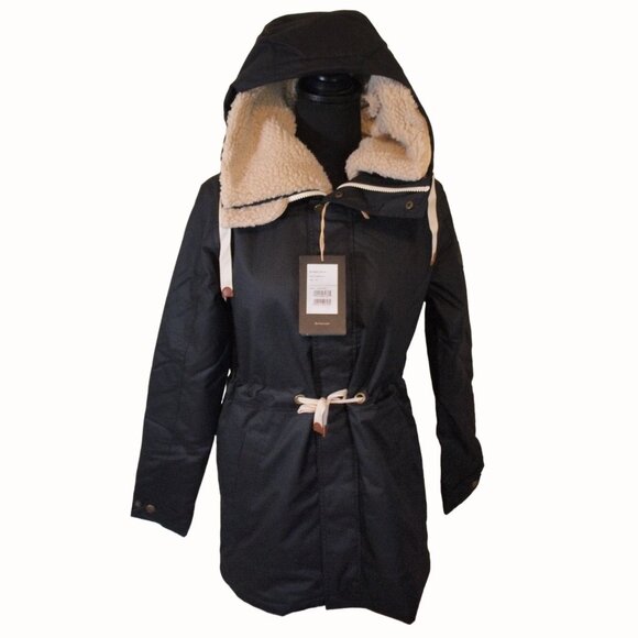 Burton Hazelton Hooded Jacket Womens Sherpa Fleece Collar True Black Size XS - Picture 2 of 13